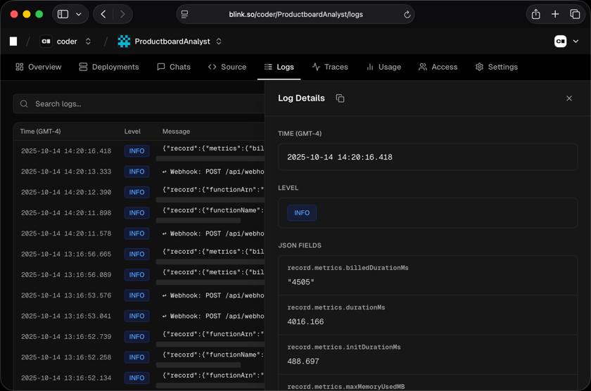 Logs Searching Logs - Blink Docs