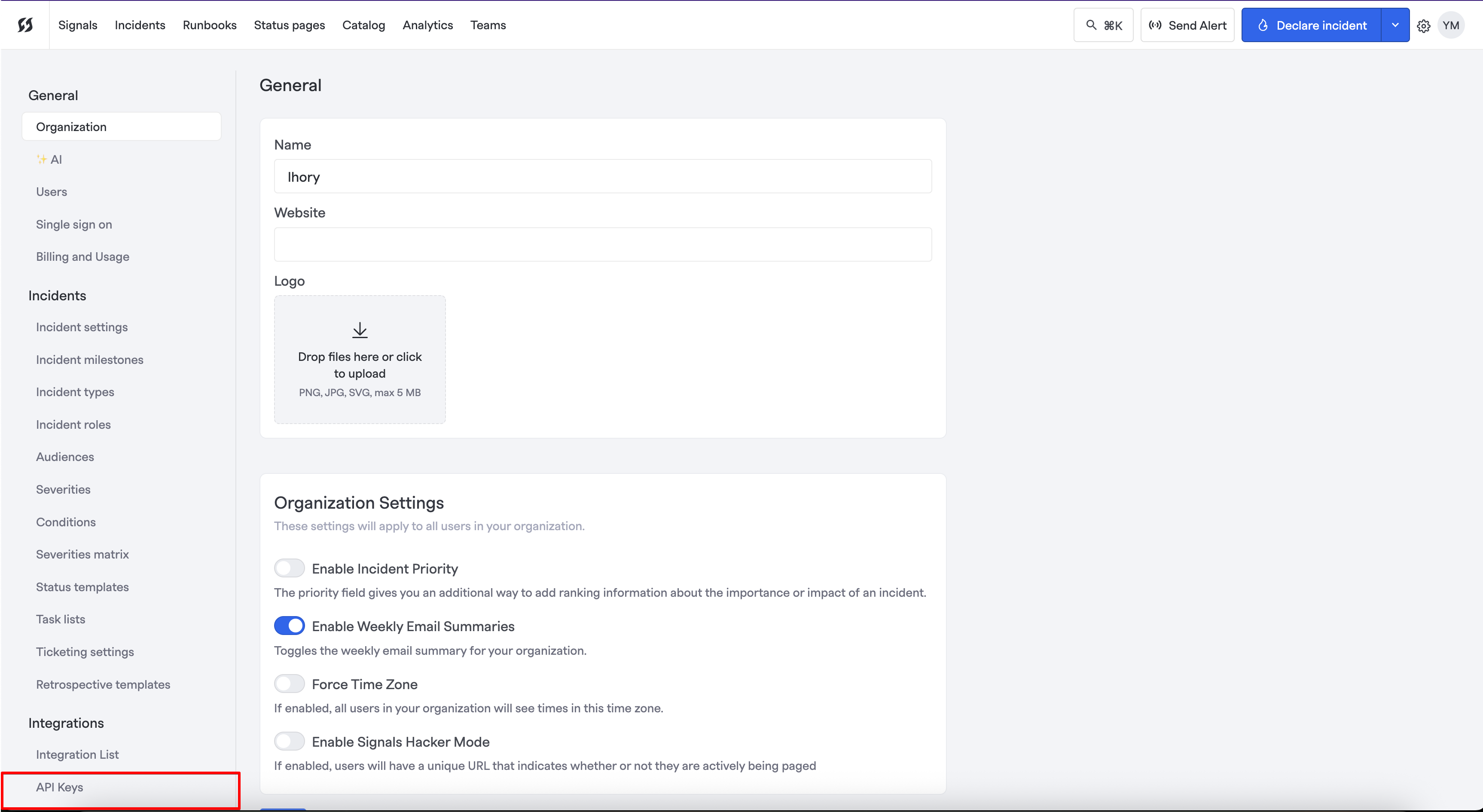 FireHydrant API Keys
