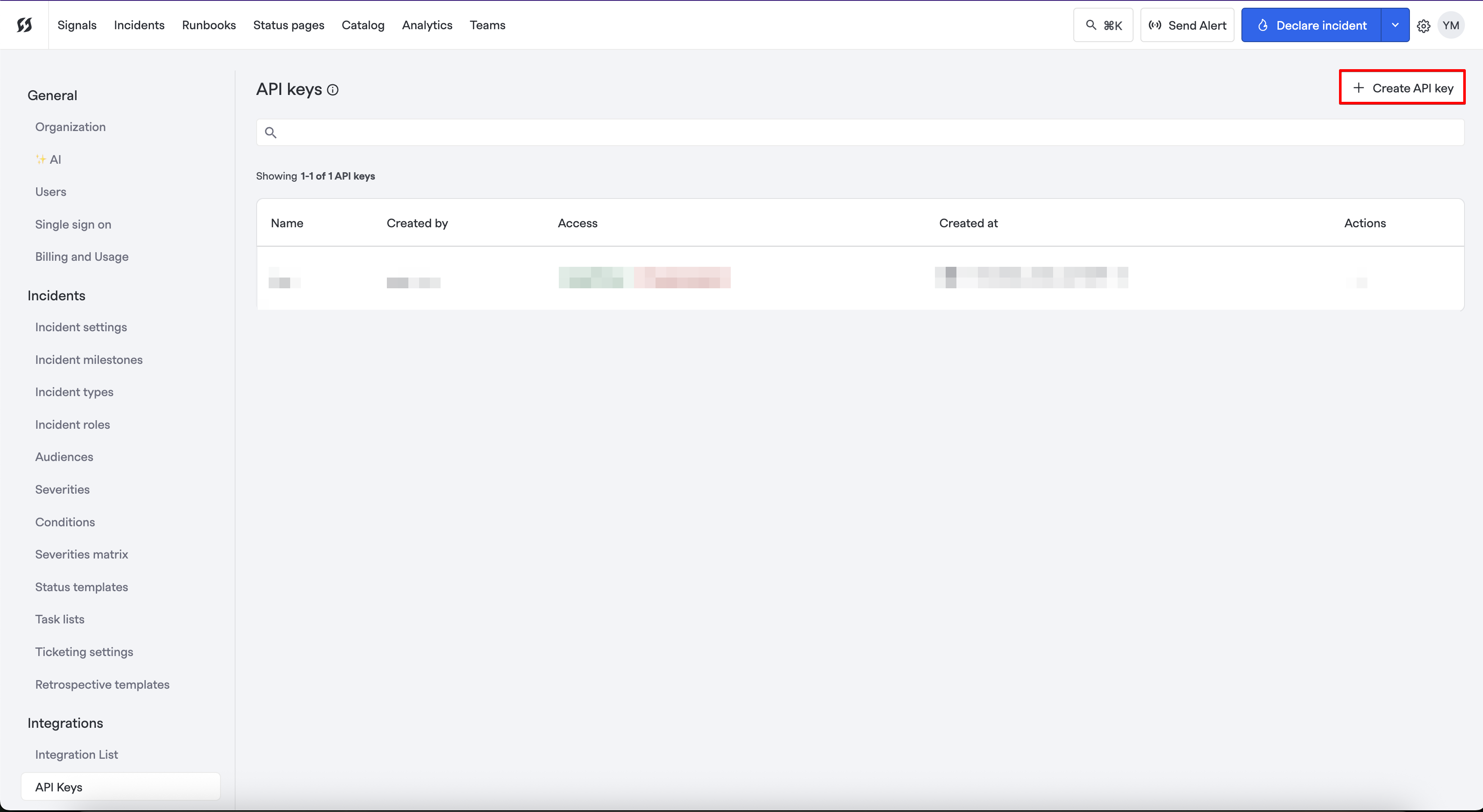 FireHydrant Create API Key