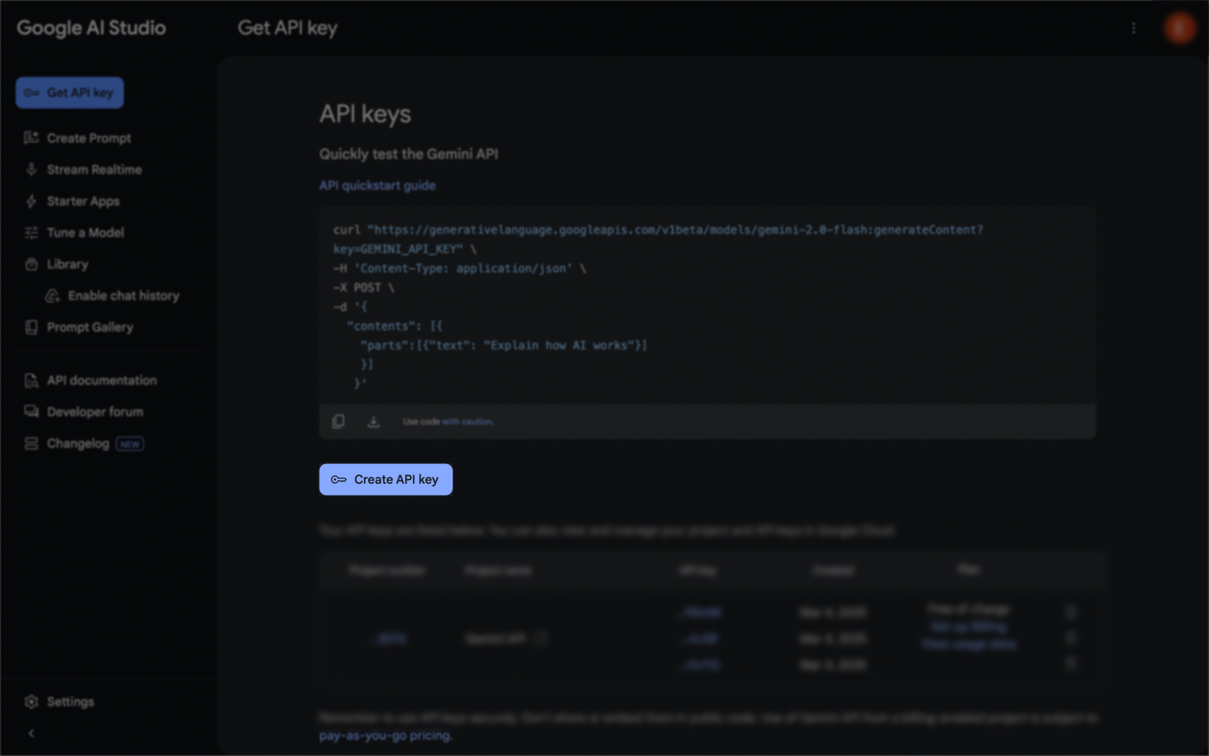 Gemini left menu