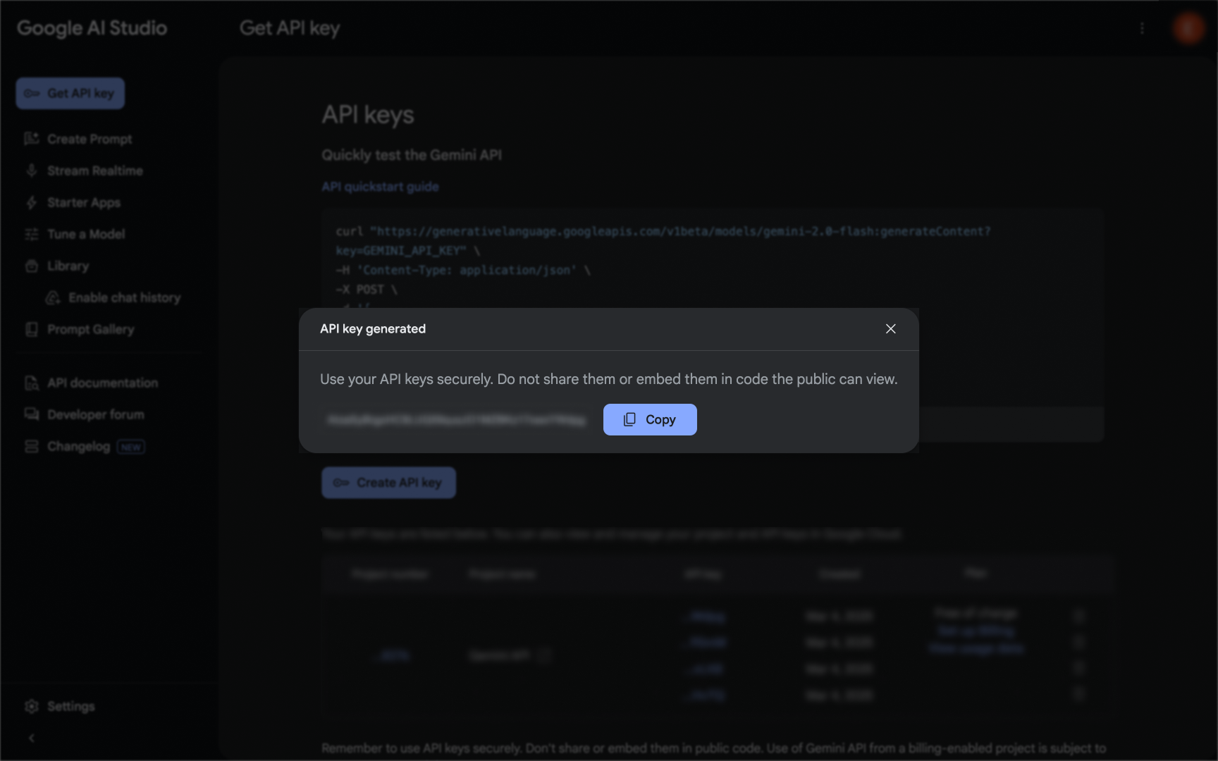 Gemini left menu