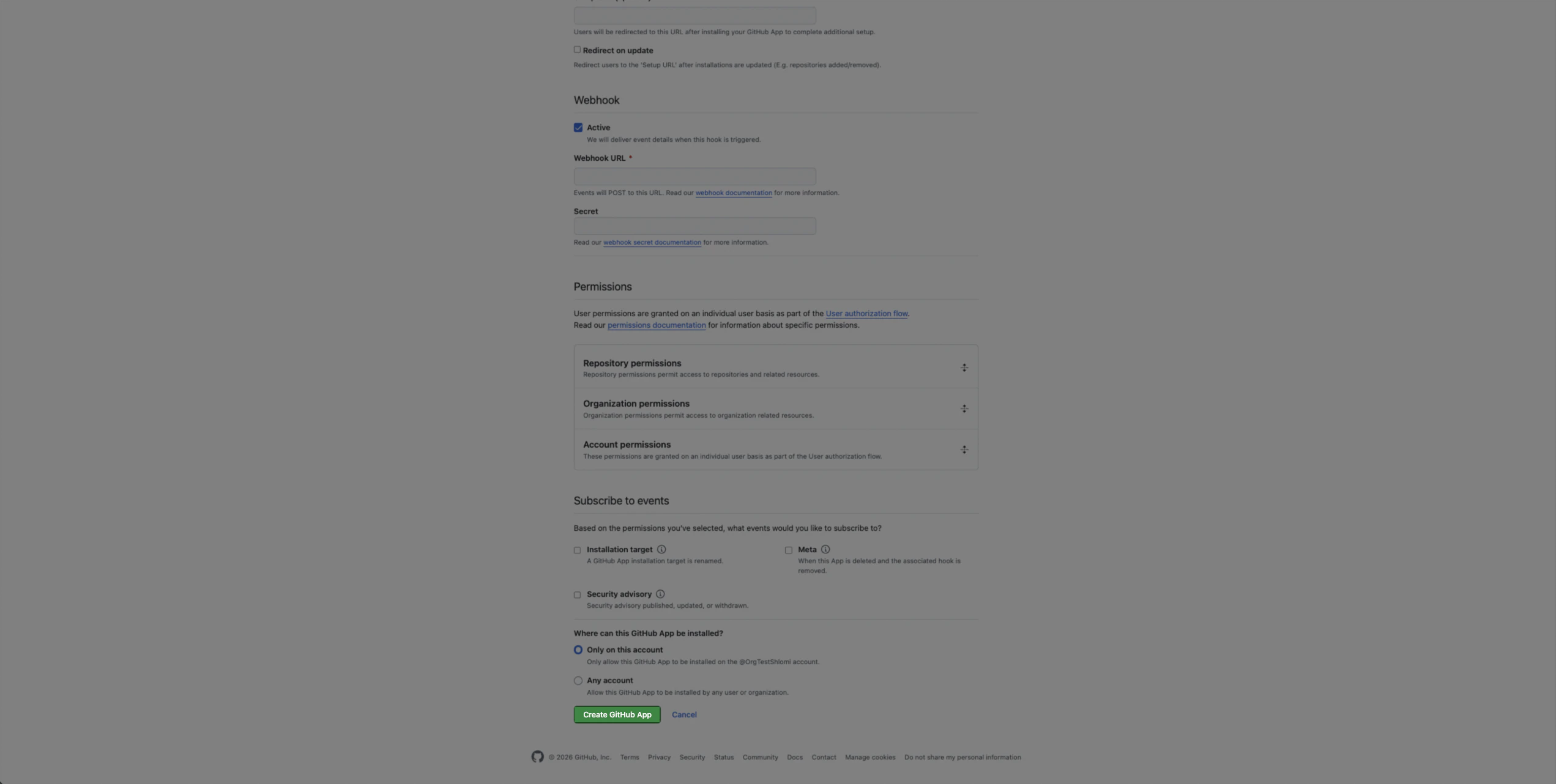 github create app