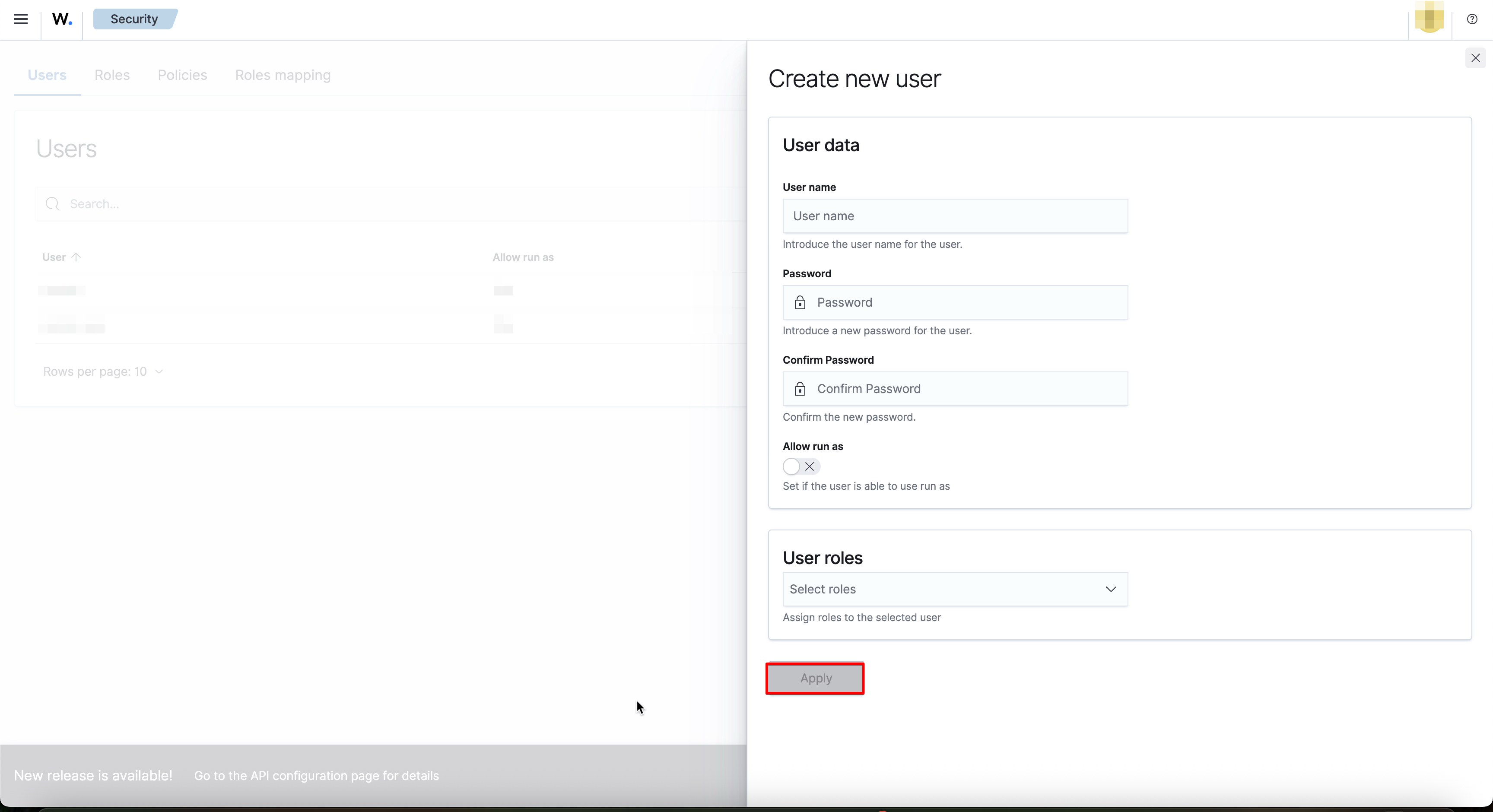 Wazuh Server Apply New User