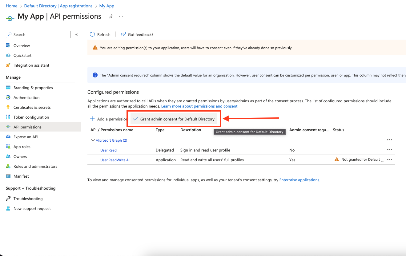 Grant Admin Consent
