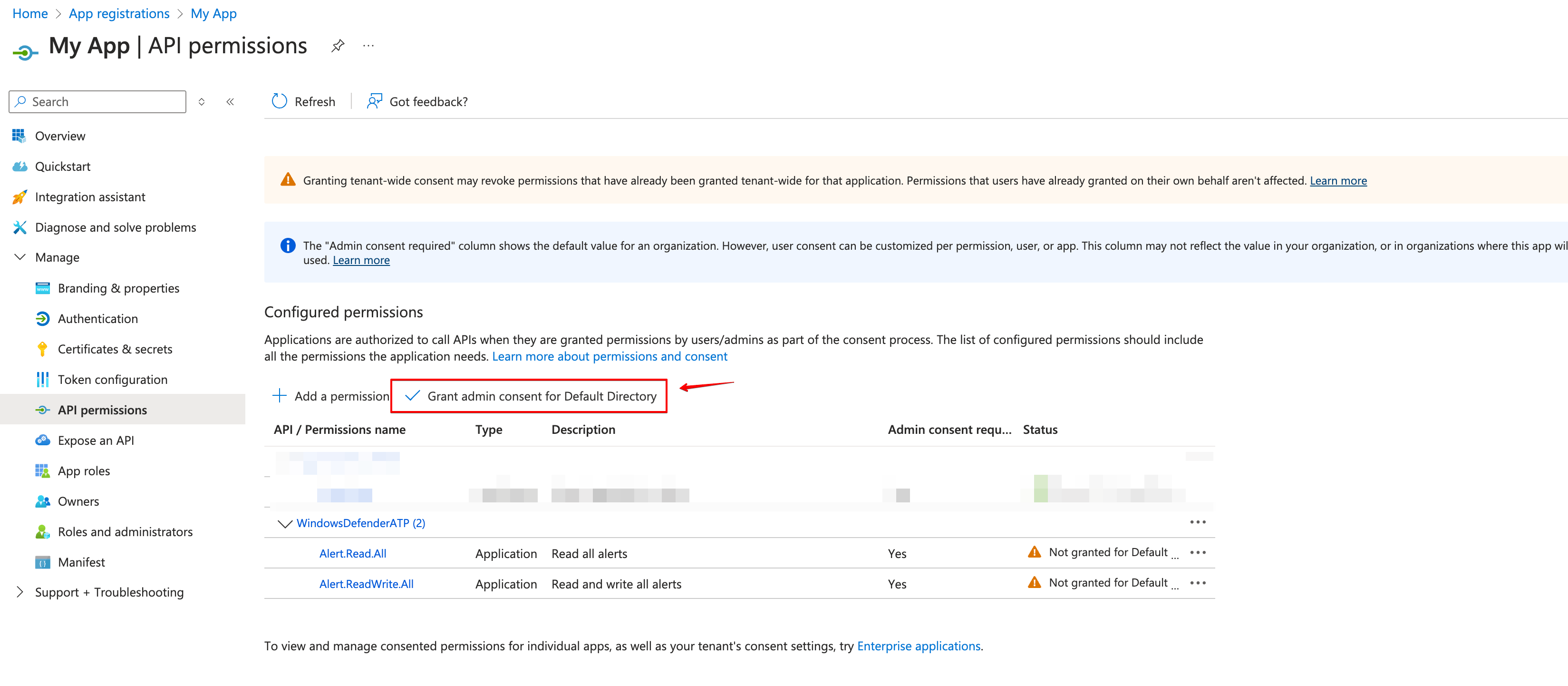 Grant Admin Consent