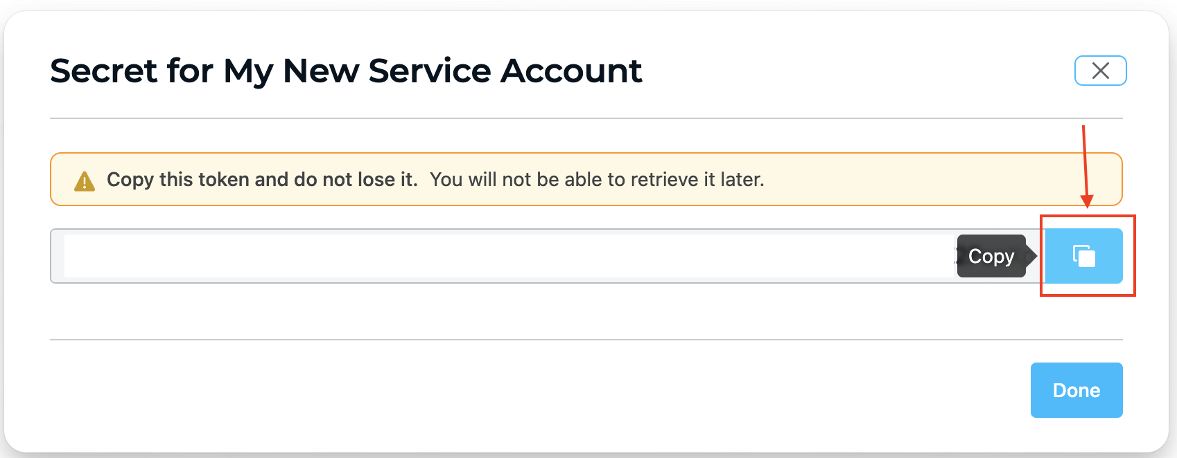 Copy you new secret token