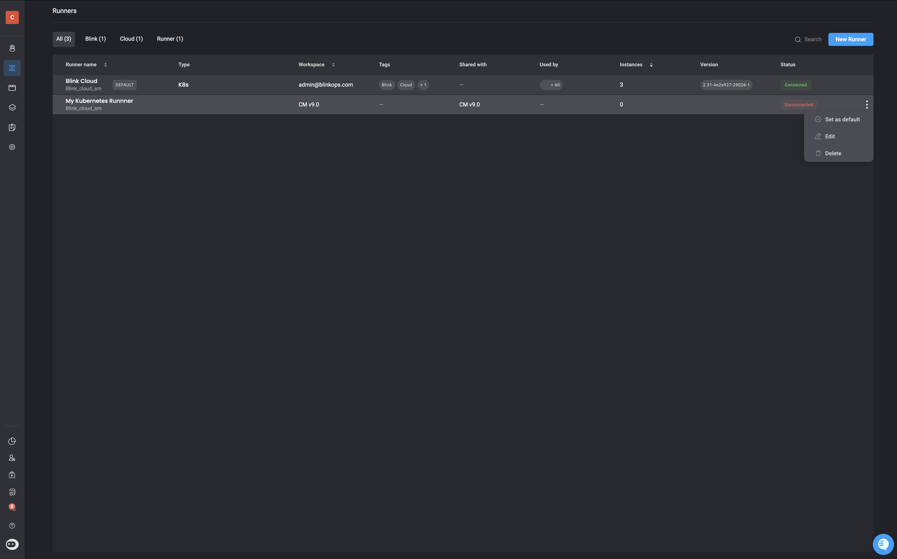 Runner Settings - BlinkOps Documentation