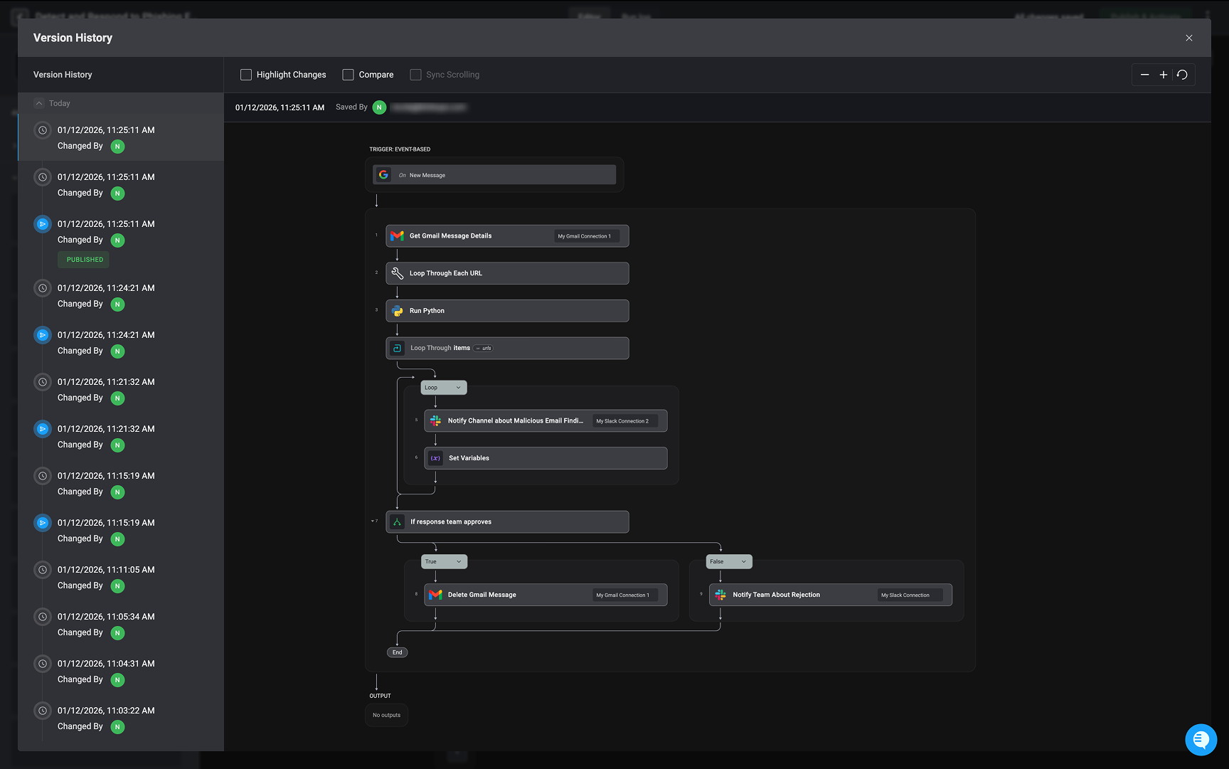 Workflow Version History - BlinkOps Documentation