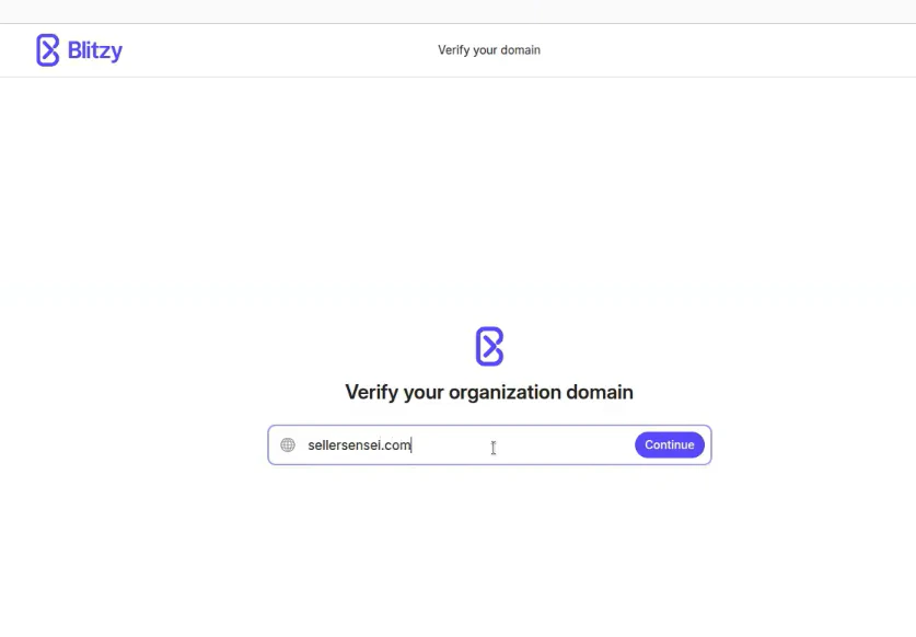 The domain entry prompt showing the organization domain field