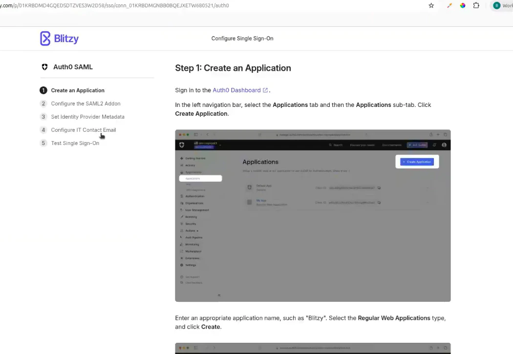 The step-by-step IdP configuration instructions for the selected provider