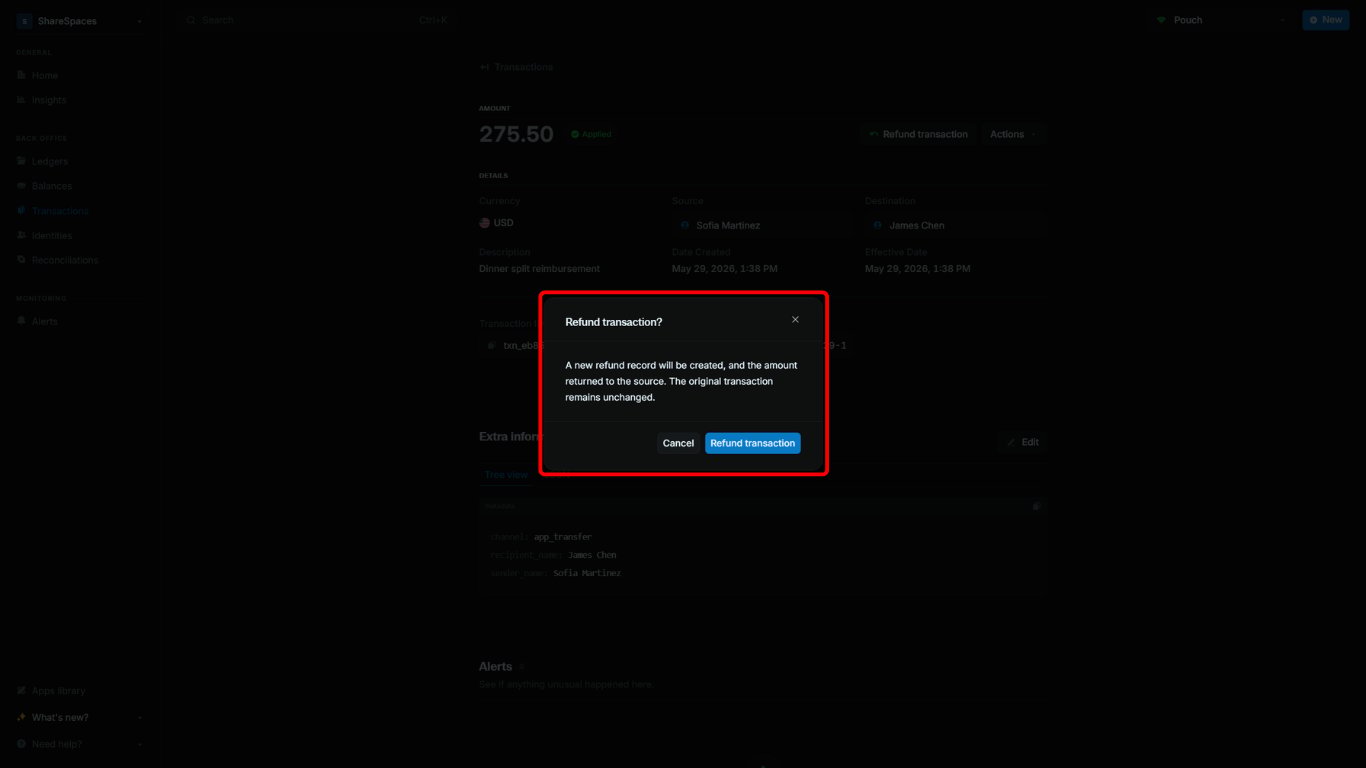 Refund transaction confirmation modal