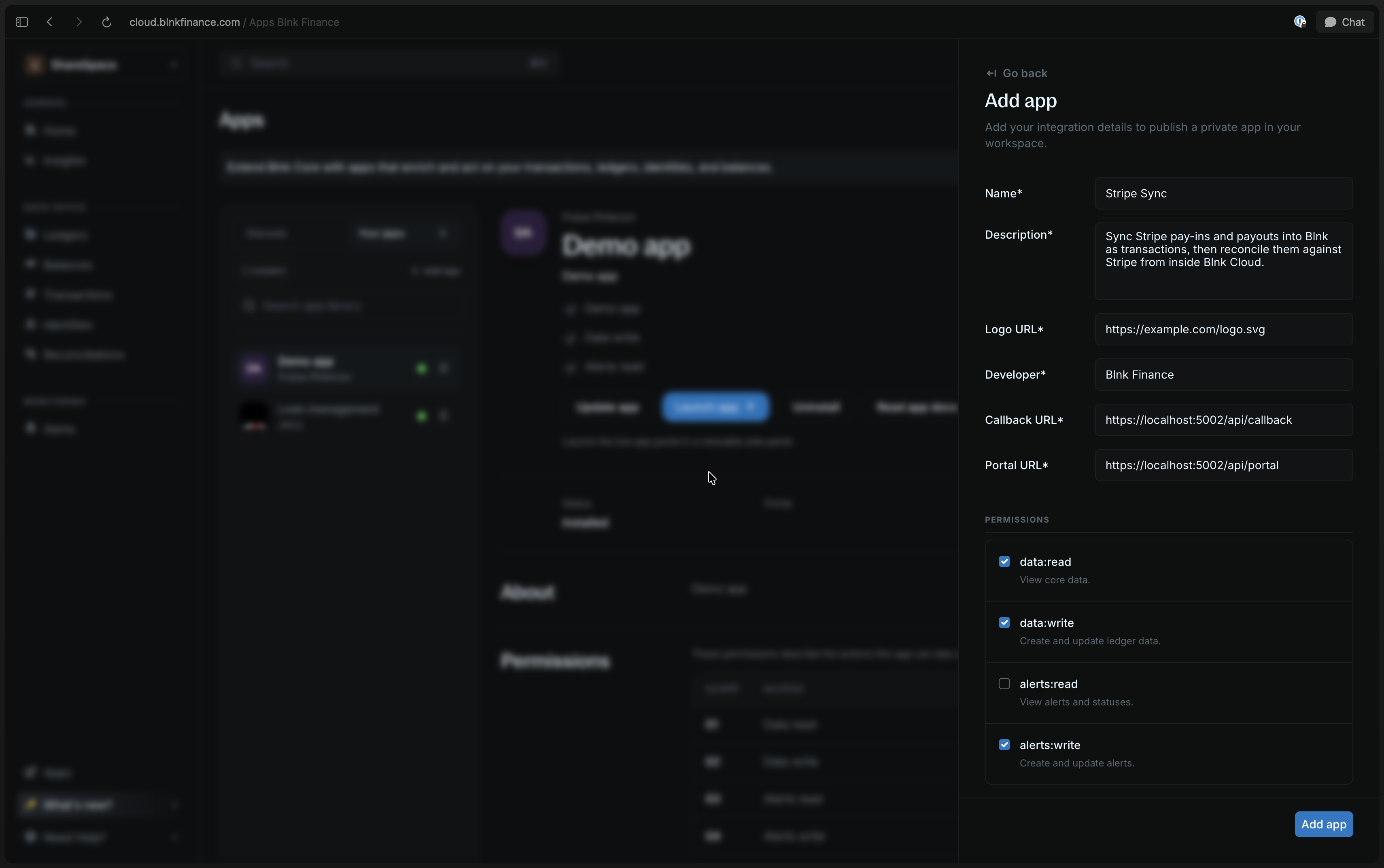 Register your Custom App | Blnk Cloud Guide