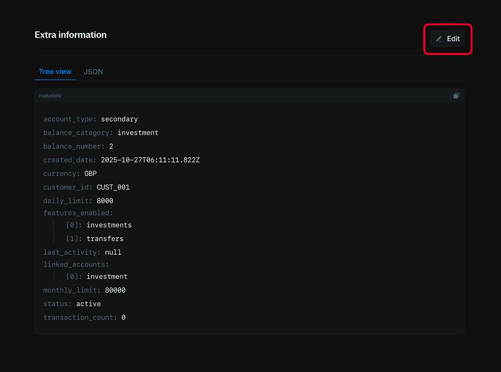 Edit metadata button in the Additional information section