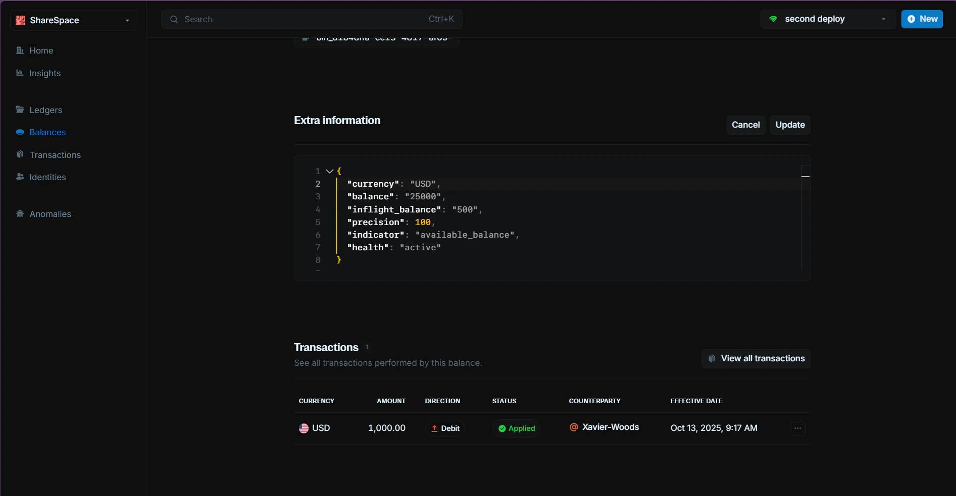 Update Metadata Workflow interface