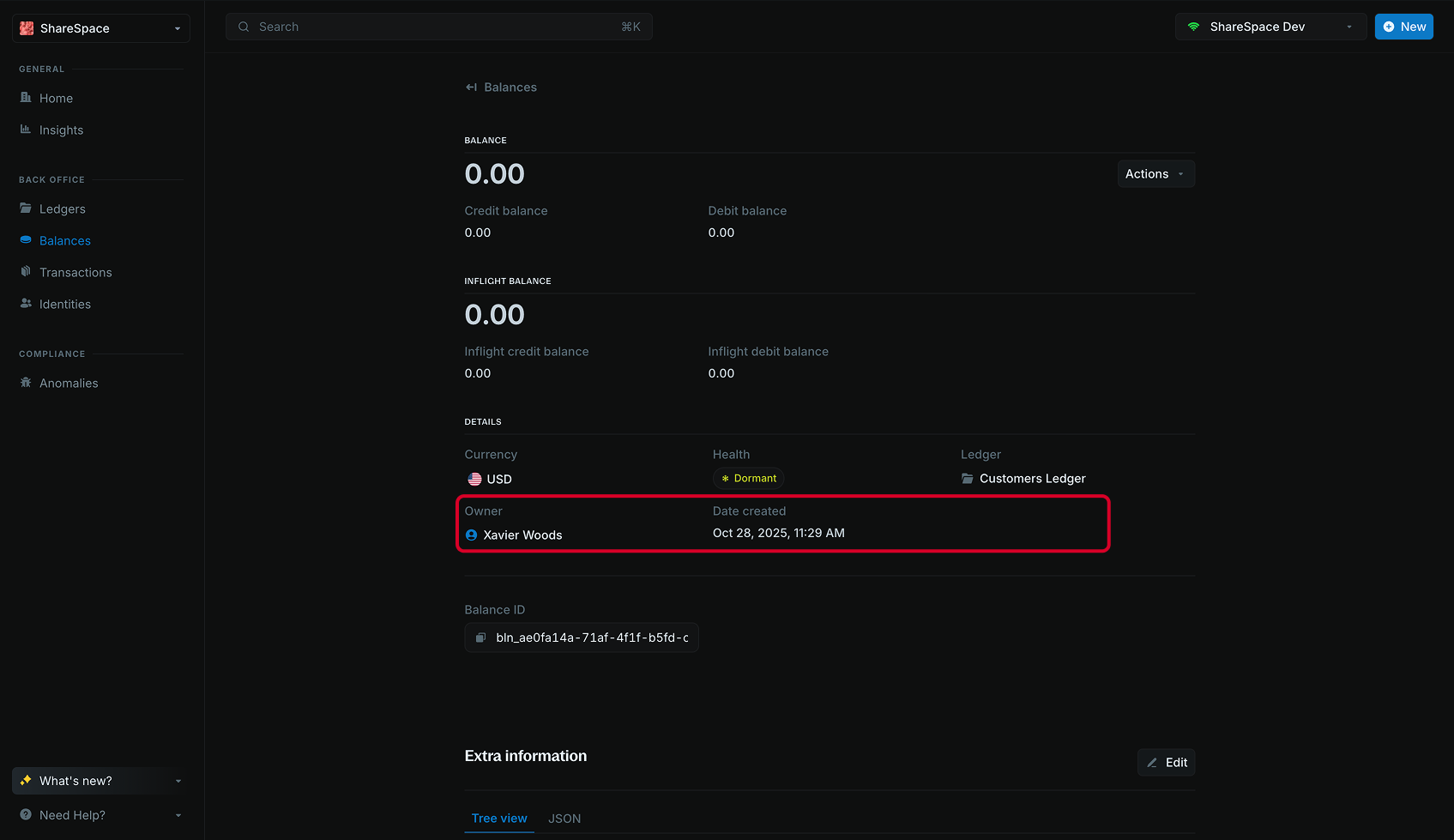 Create customer wallet balance