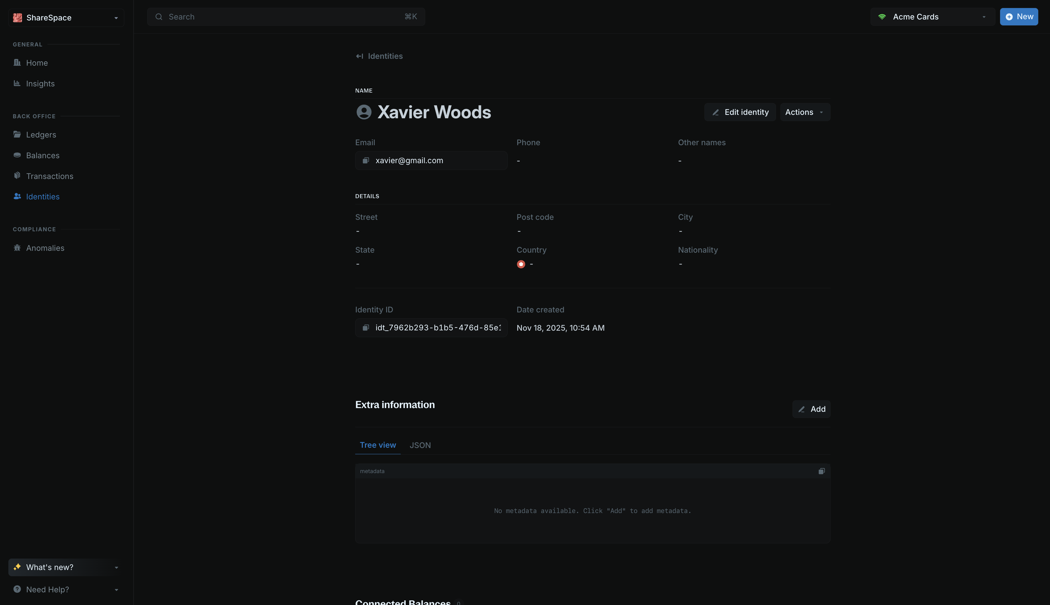 Create a customer identity
