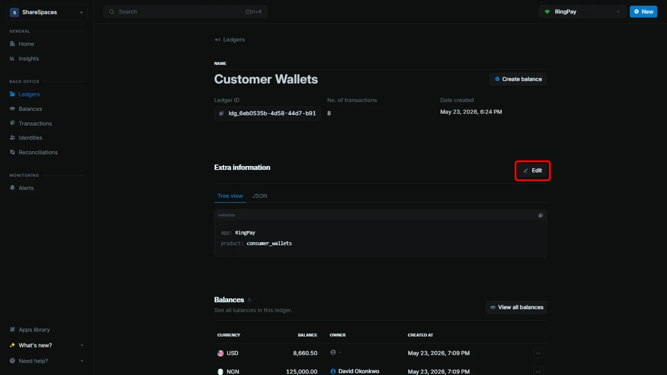 Edit metadata button in the Additional information section