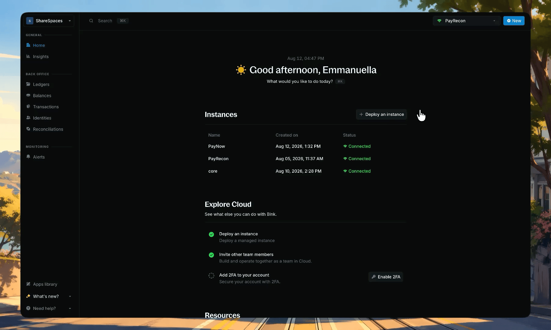 Instance creation form showing the Sandbox deployment type and pricing summary