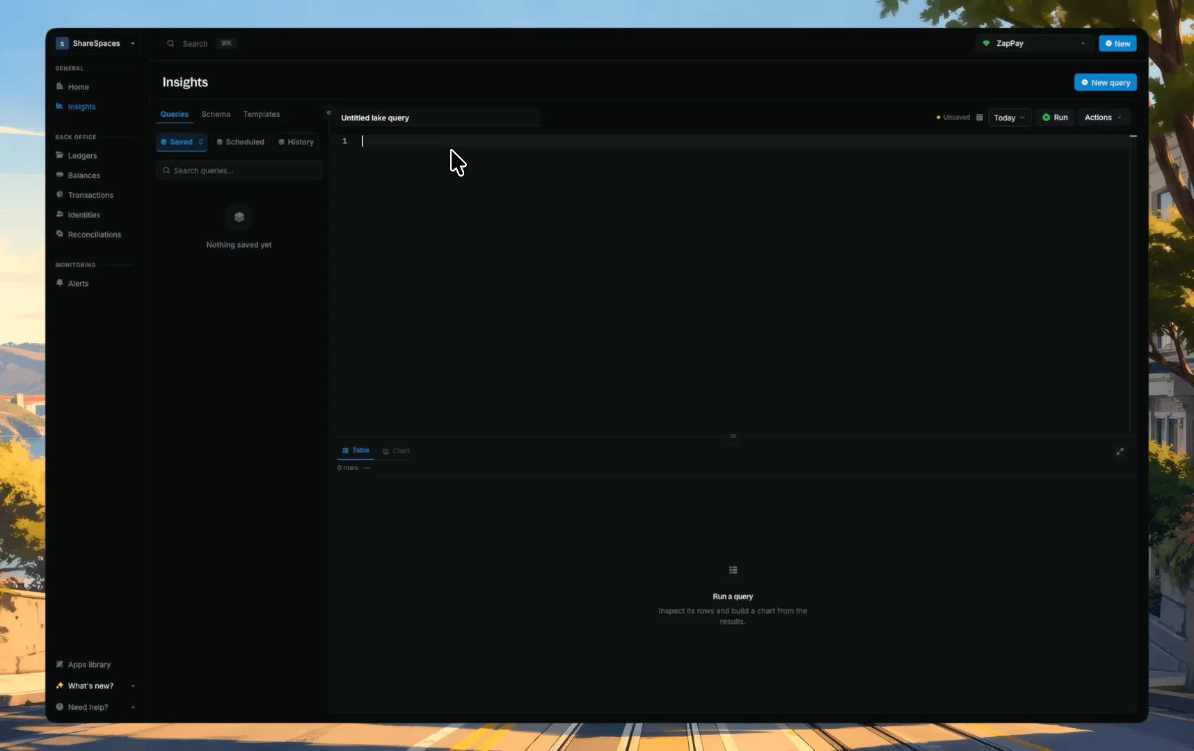 Set the date range, run a query, then save it from Actions