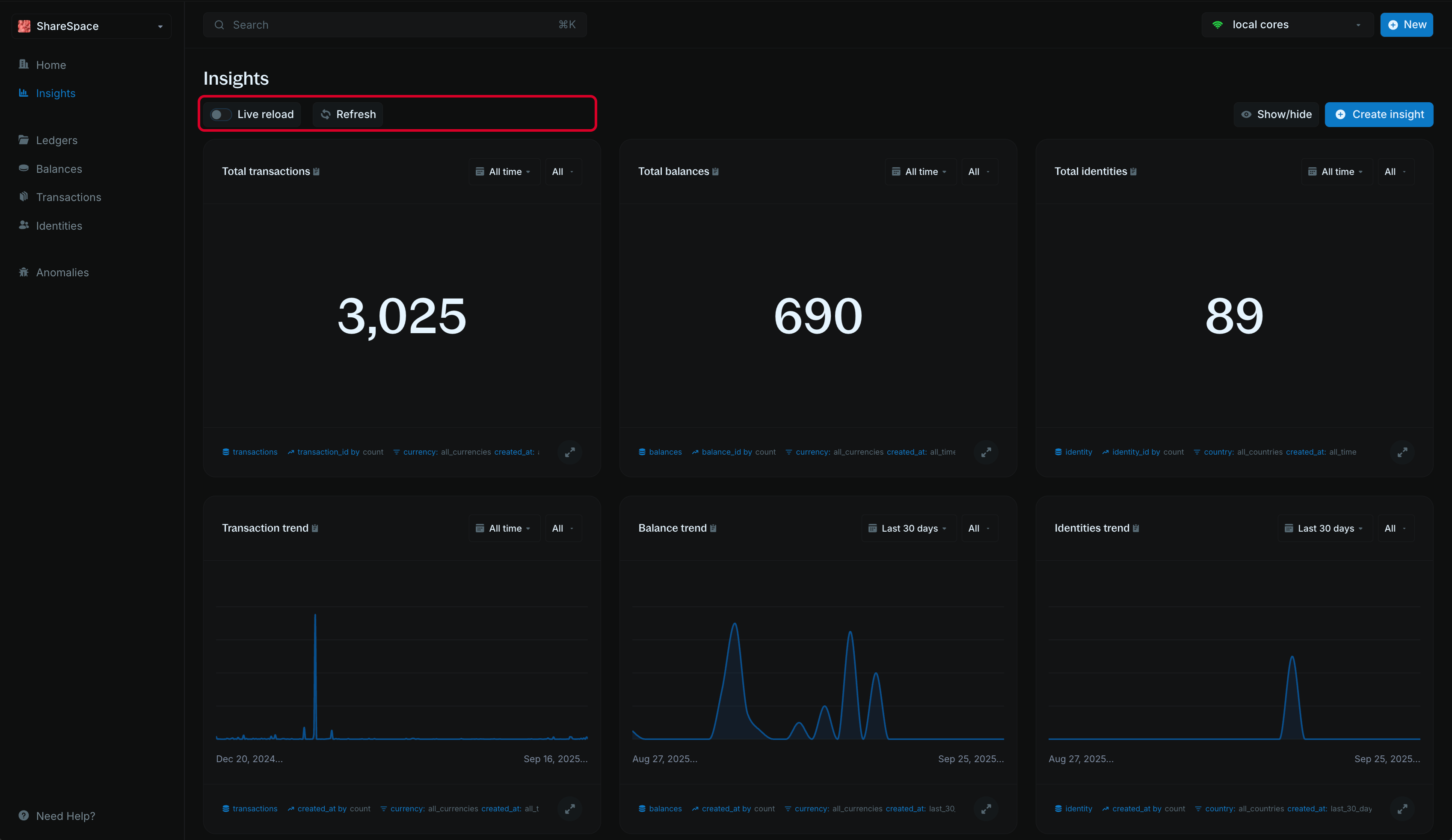 Live reload toggle feature