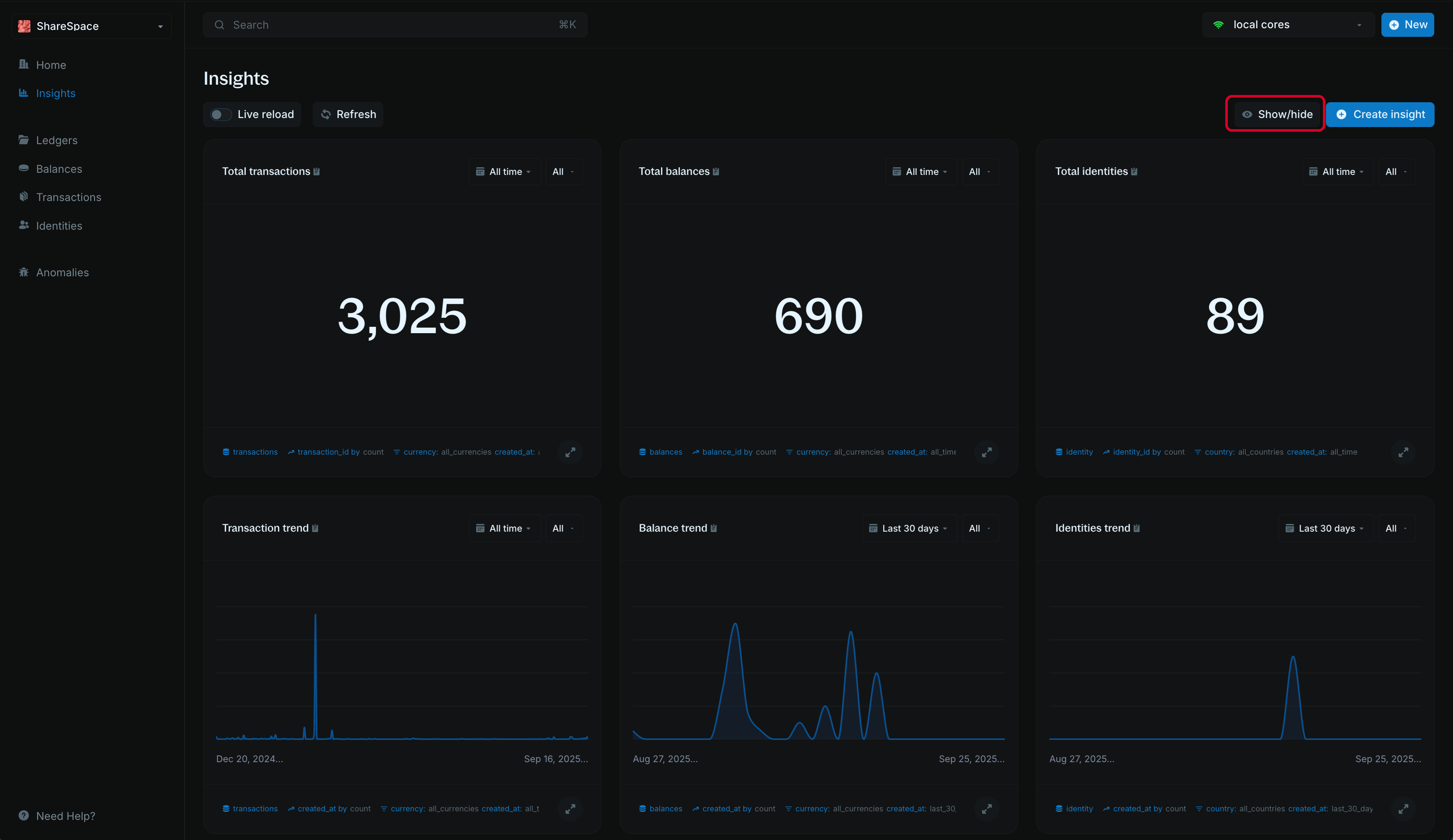 Show/Hide visualization options interface