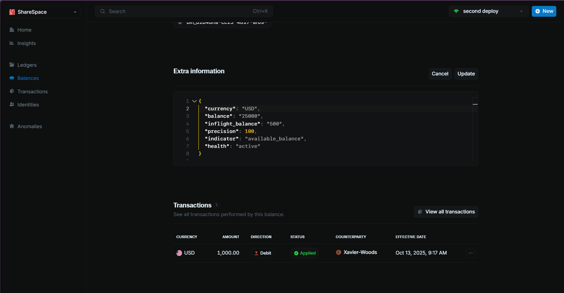 Update Metadata Workflow interface