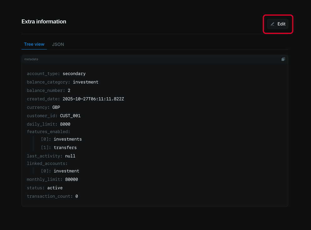 Edit metadata button in the Additional information section
