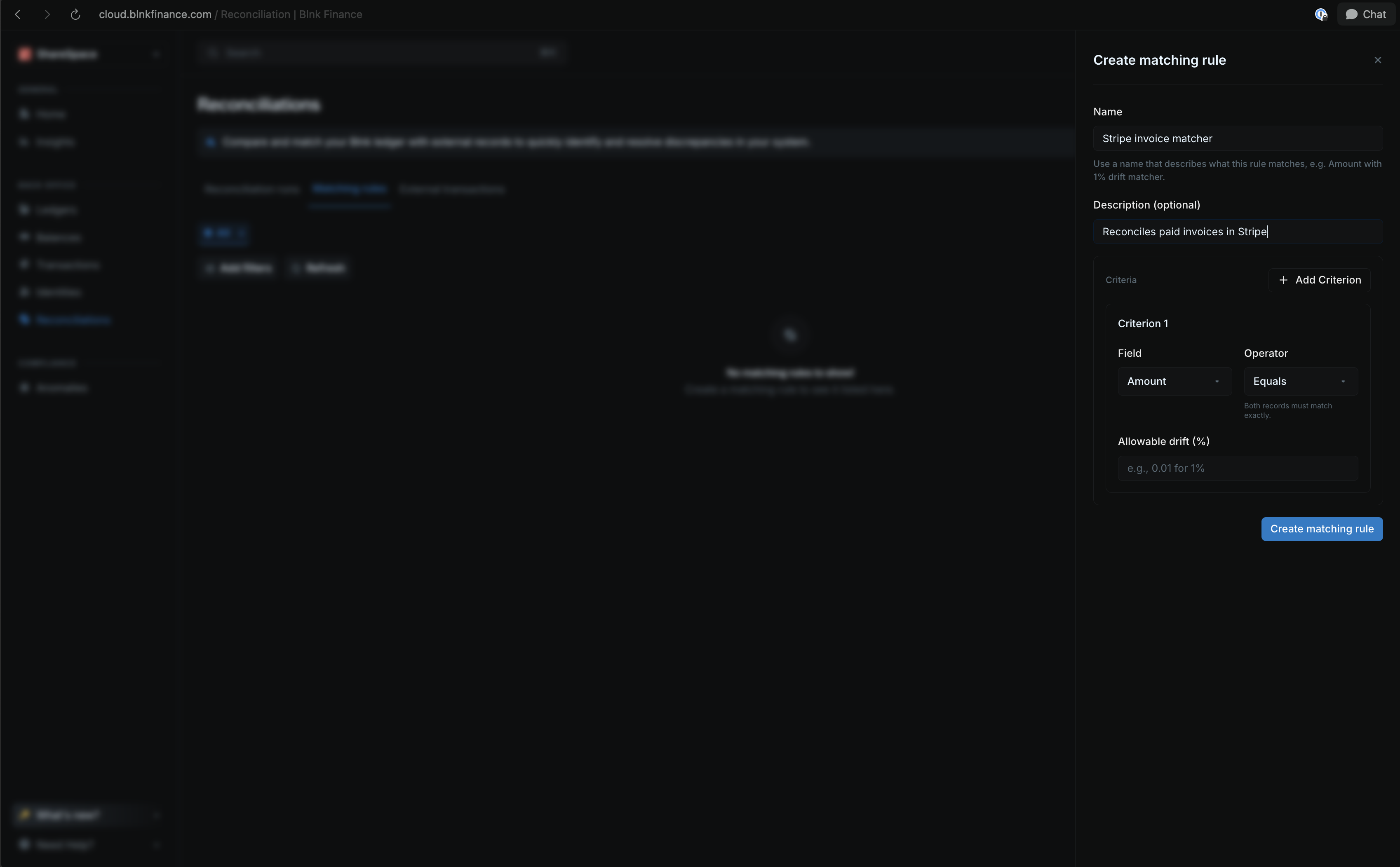 Create matching rule
