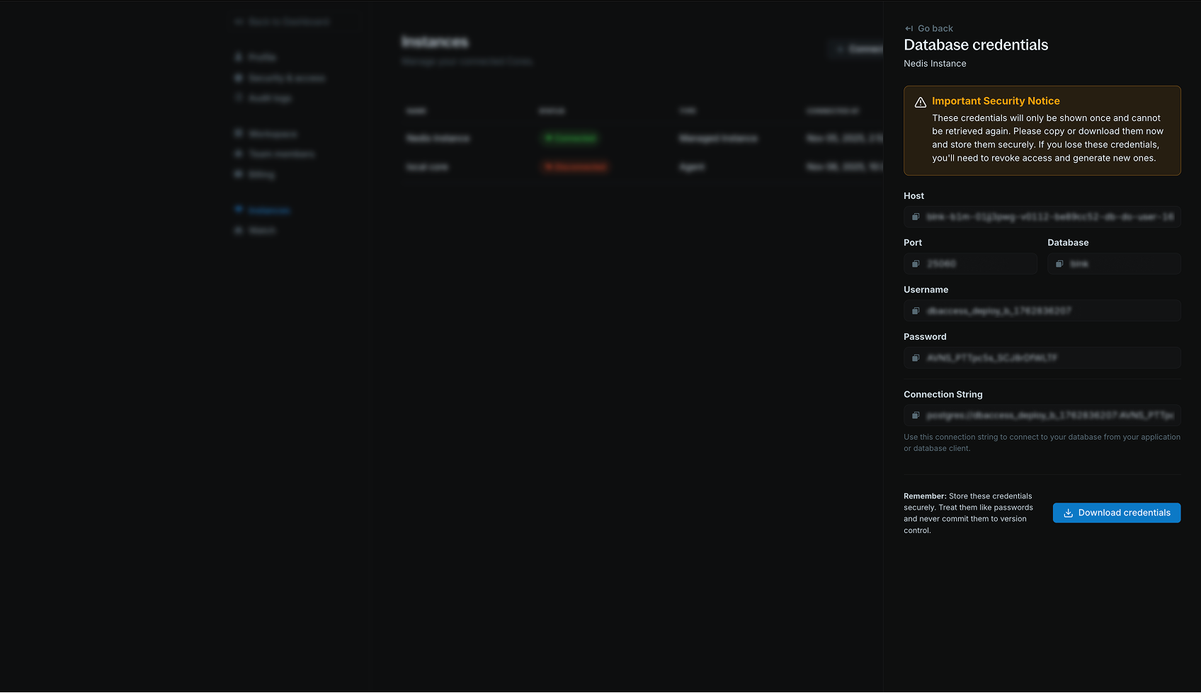 Generate direct DB access to your instance