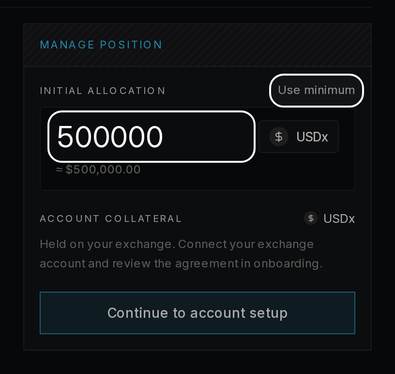 Manage position panel: Use minimum fills in the initial allocation