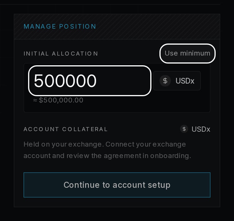 Manage position panel: Use minimum fills in the initial allocation