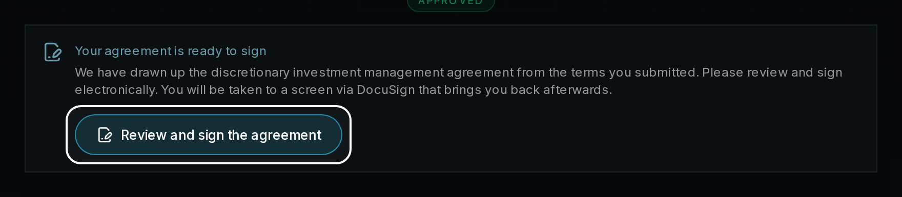 Your agreement is ready to sign, with Review and sign the agreement