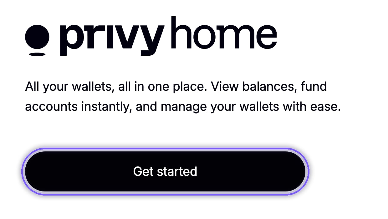 Privy Home sign-in page with the Get started button highlighted