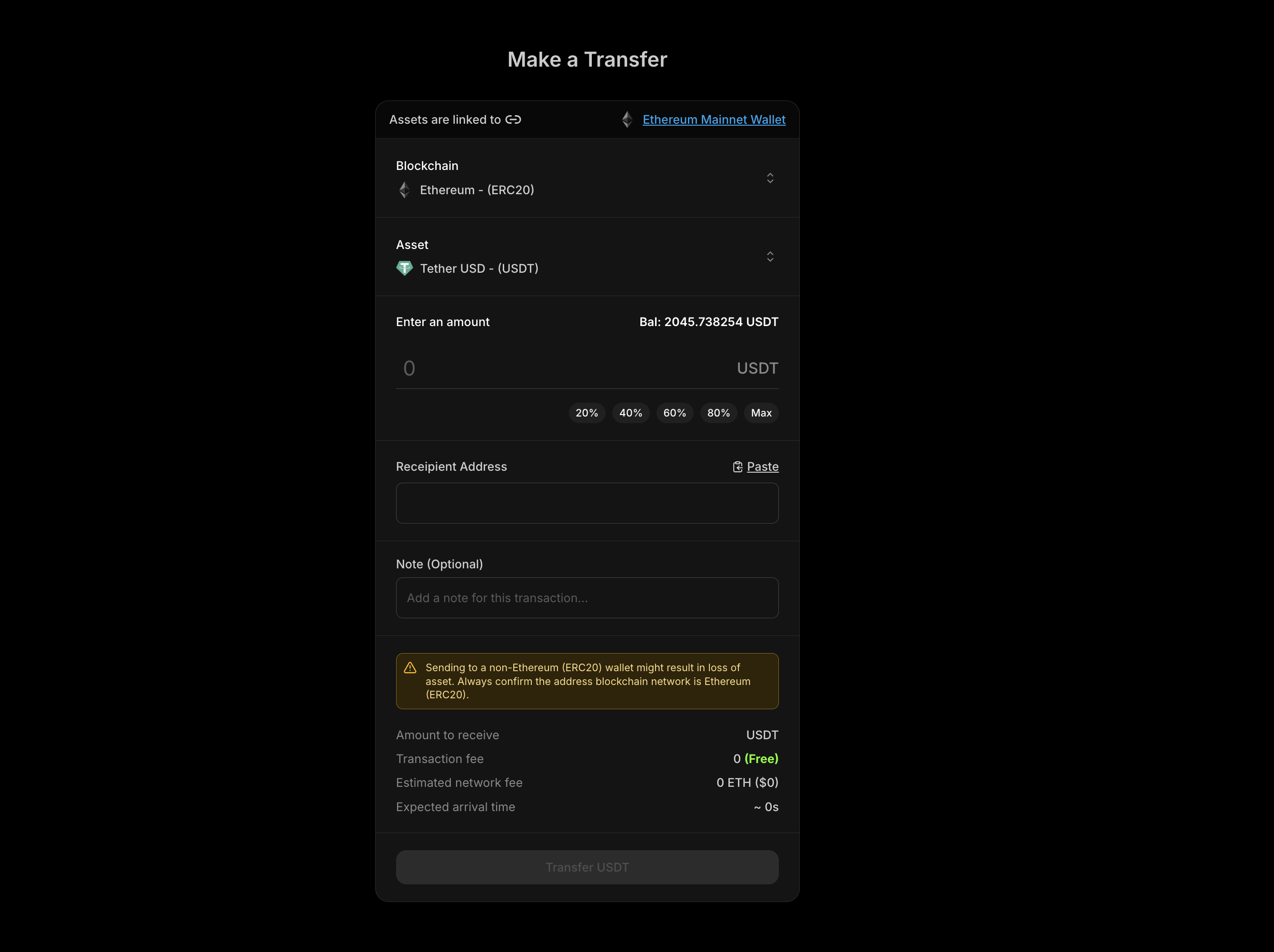 Interfaz de Retiros de Blockradar