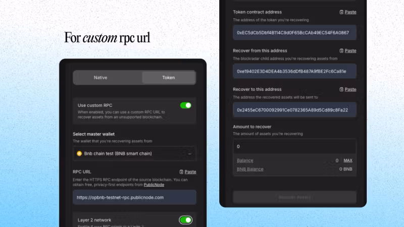 Custom RPC recovery form
