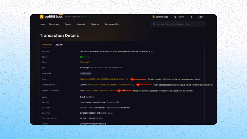 OpBNB custom token on BNB chain