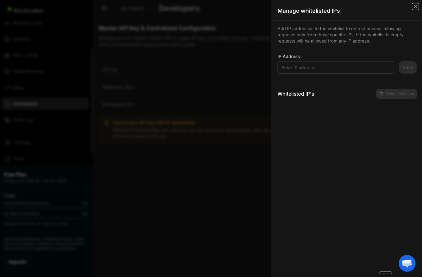 Écran d'ajout d'adresse IP