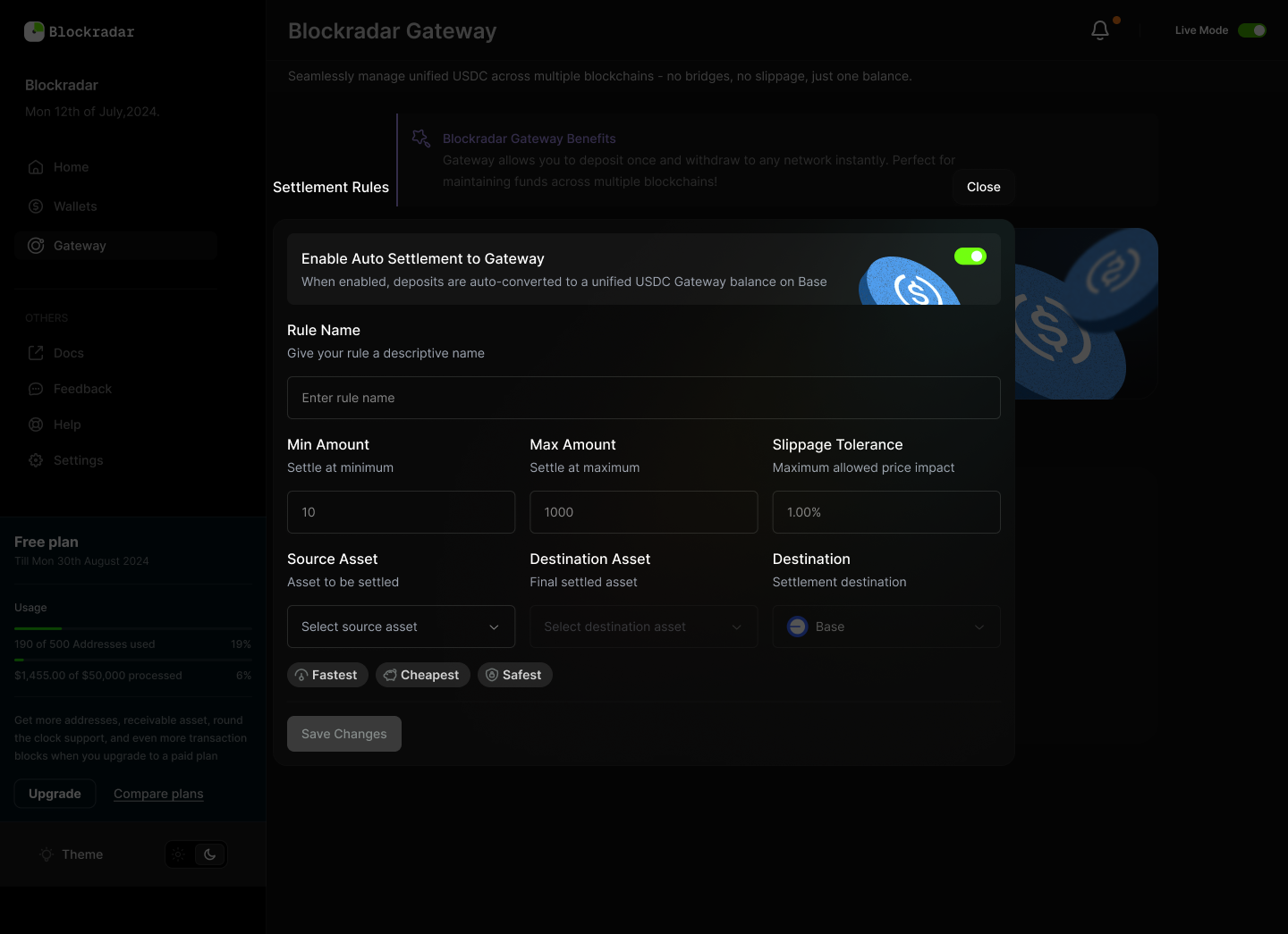 Autosettlement Config