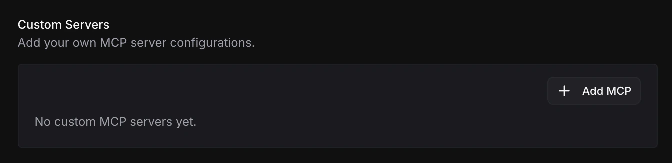 Custom MCP servers empty state