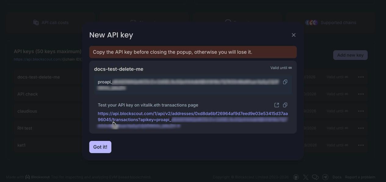 New Key Created