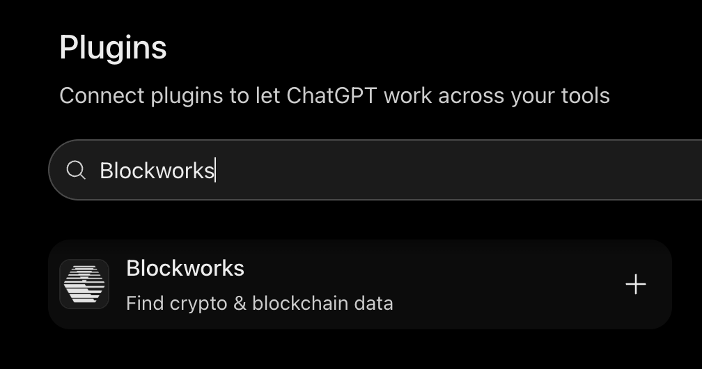 Searching the ChatGPT plugin directory for Blockworks