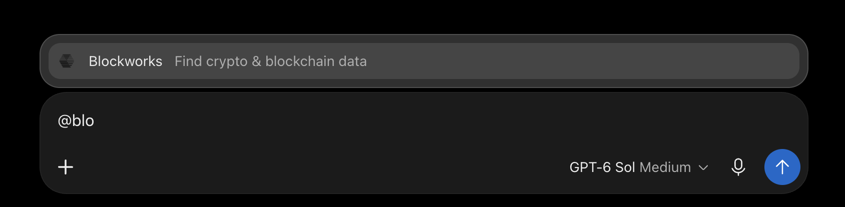 Selecting the Blockworks plugin with an @ mention in the composer