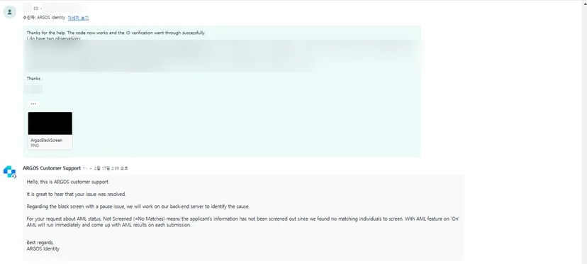 English-language customer support, AML result guide provided