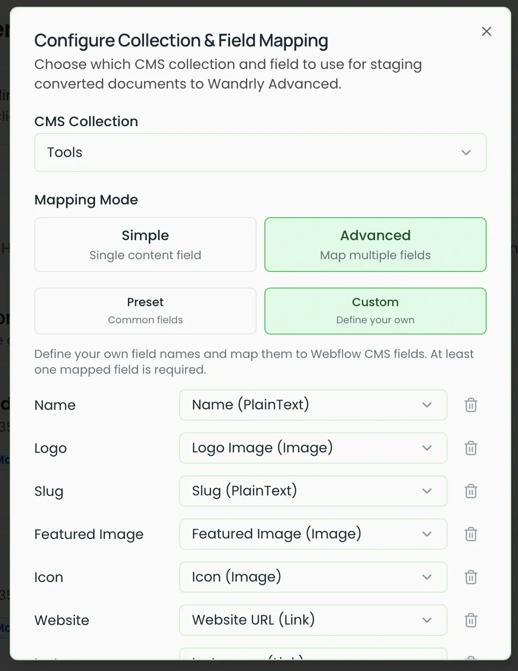 Blogsync Webflow Custom Fields