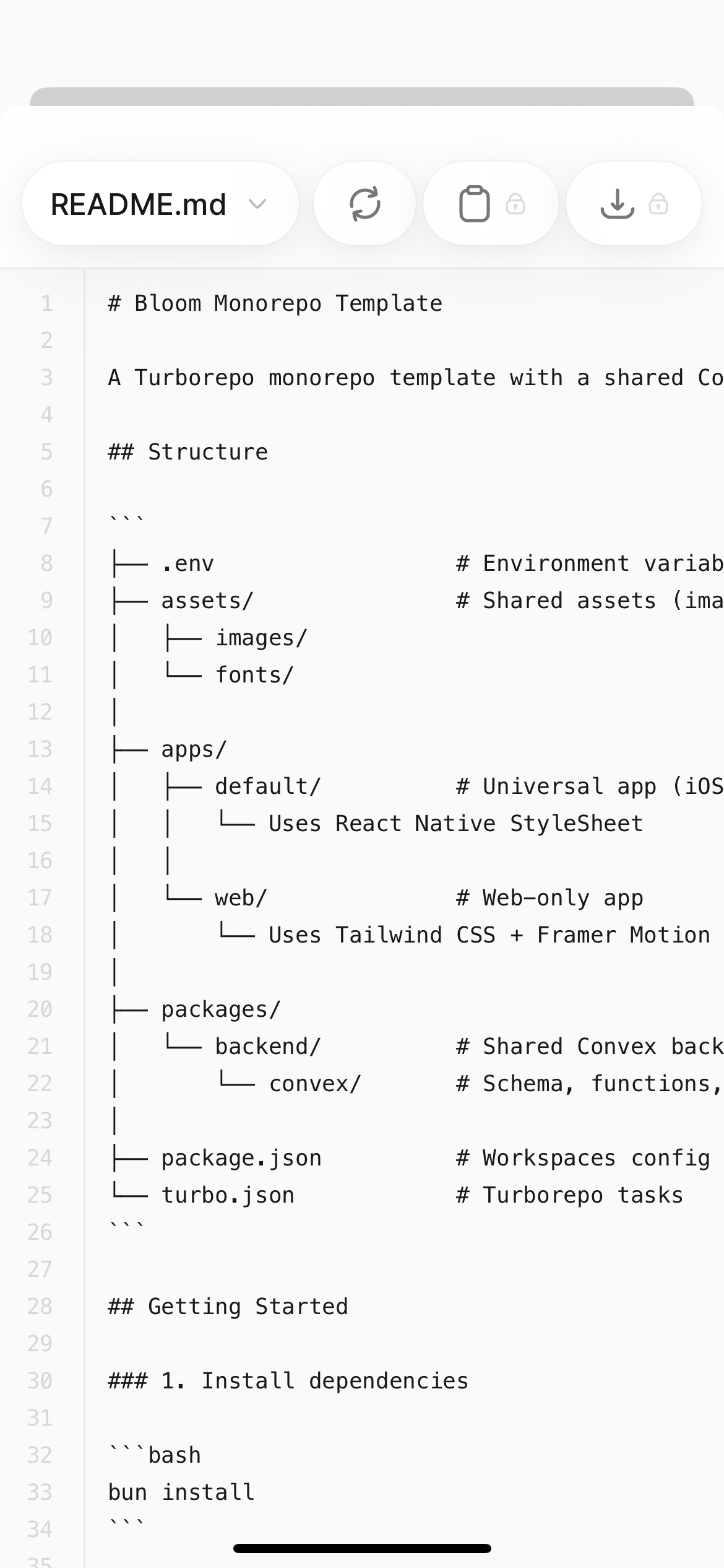 Code preview on mobile