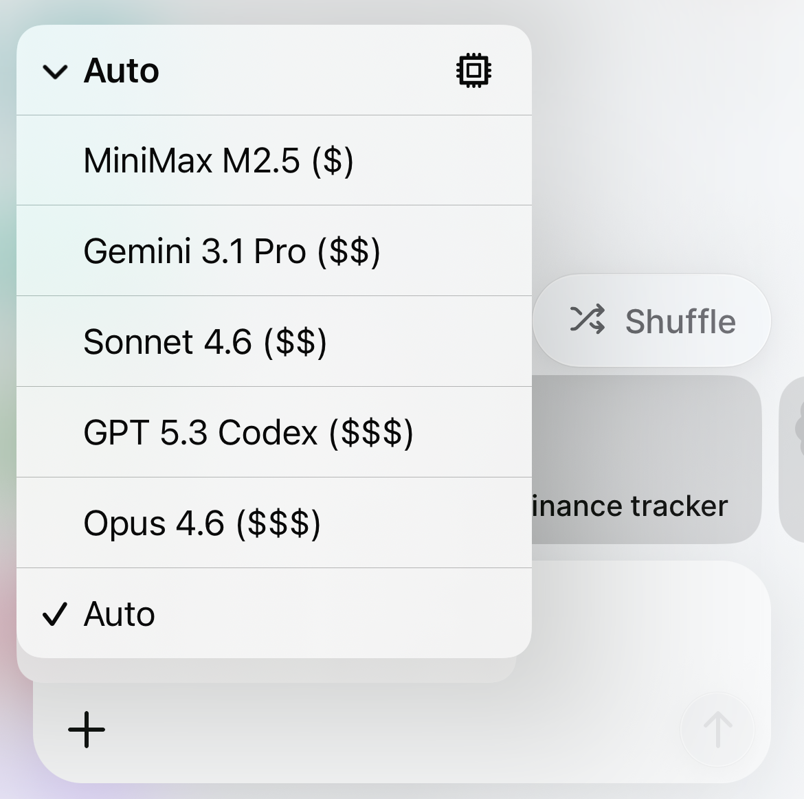 Model selector on mobile