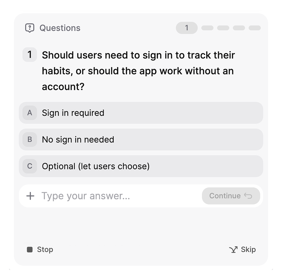 Agent clarifying questions