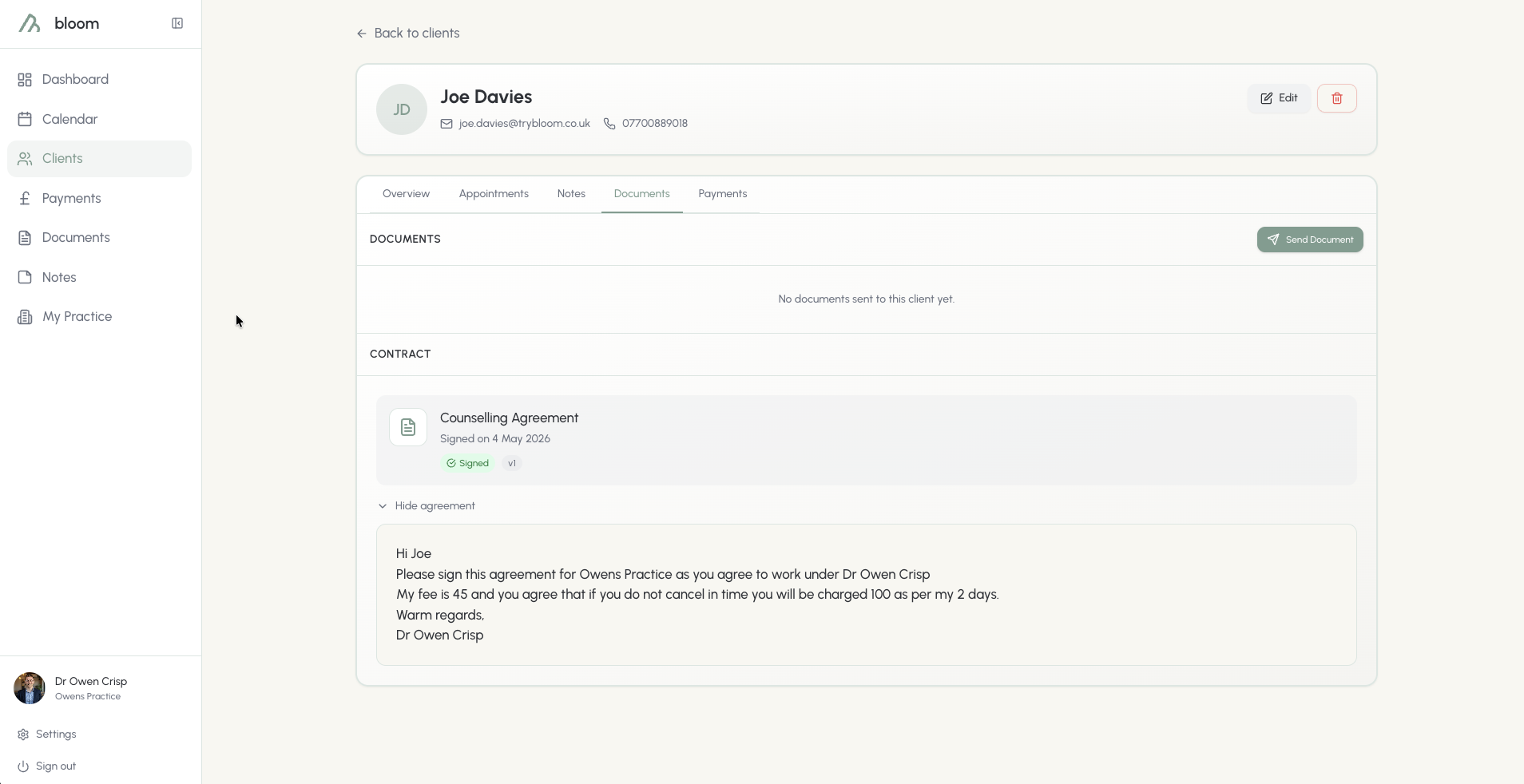 Client documents