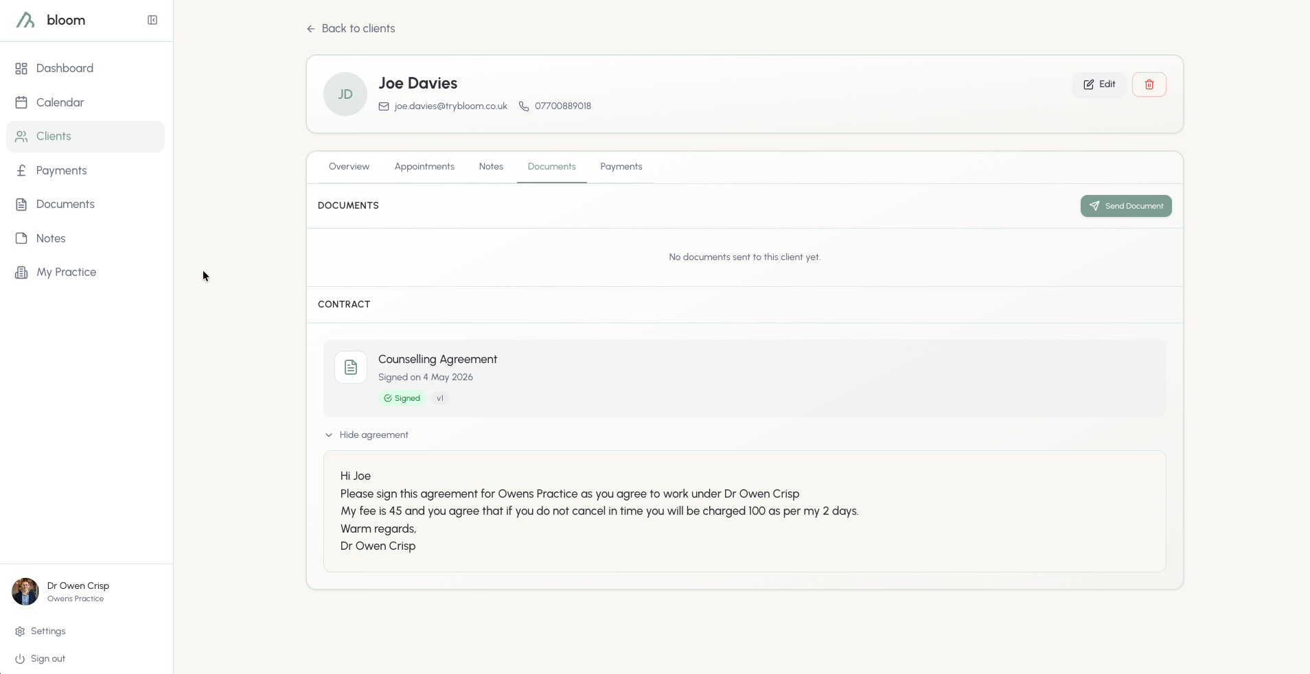 Client documents