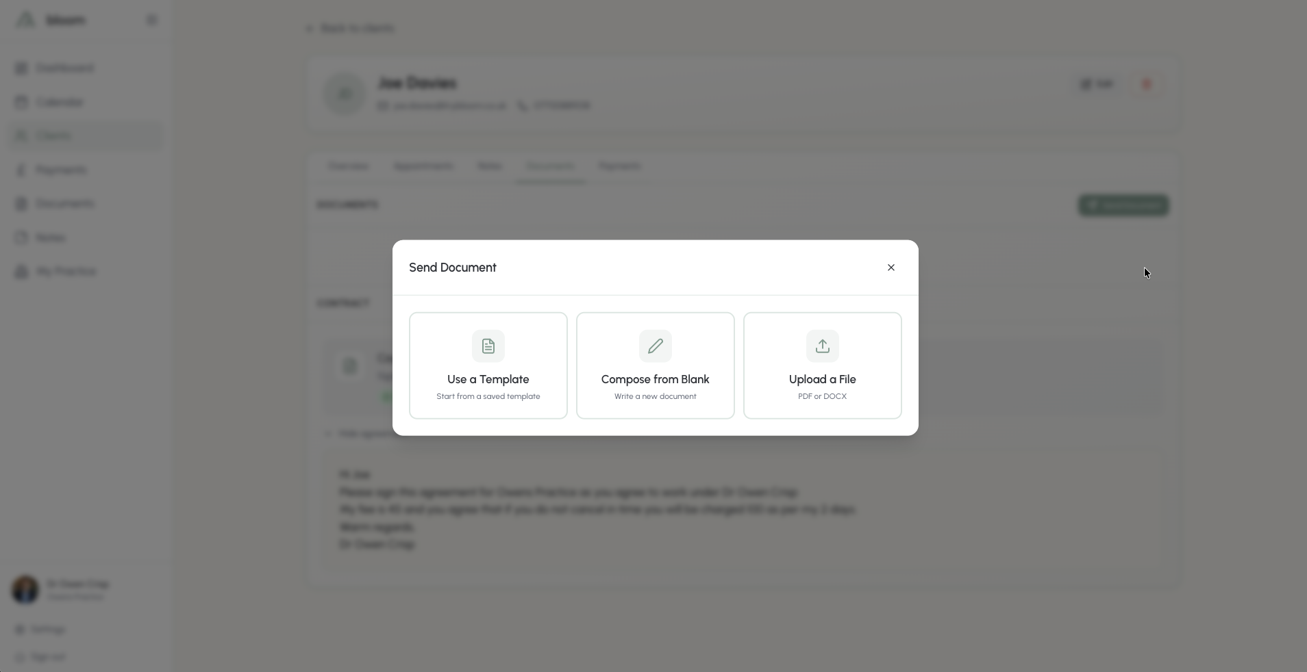Sending a document
